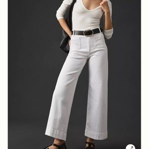 NWT maeve by anthropologie the colette white denim cropped wide leg jeans 31